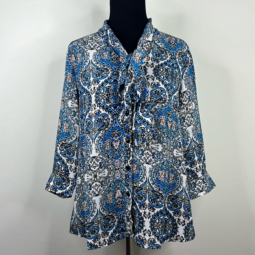 NY COLLECTION Print Blouse Petite PM